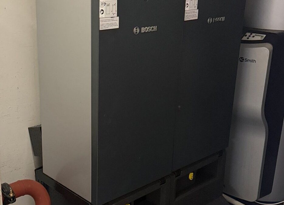 New boilers installed in a hotel basement plant room in Canterbury